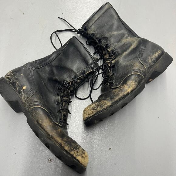 True Vintage Distressed Black Military Combat Boots US Men SZ - Picture 3 of 6